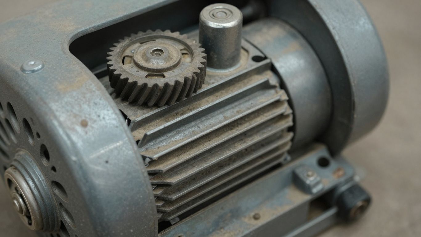 Moteur de volet roulant bruyant avec engrenages visibles.